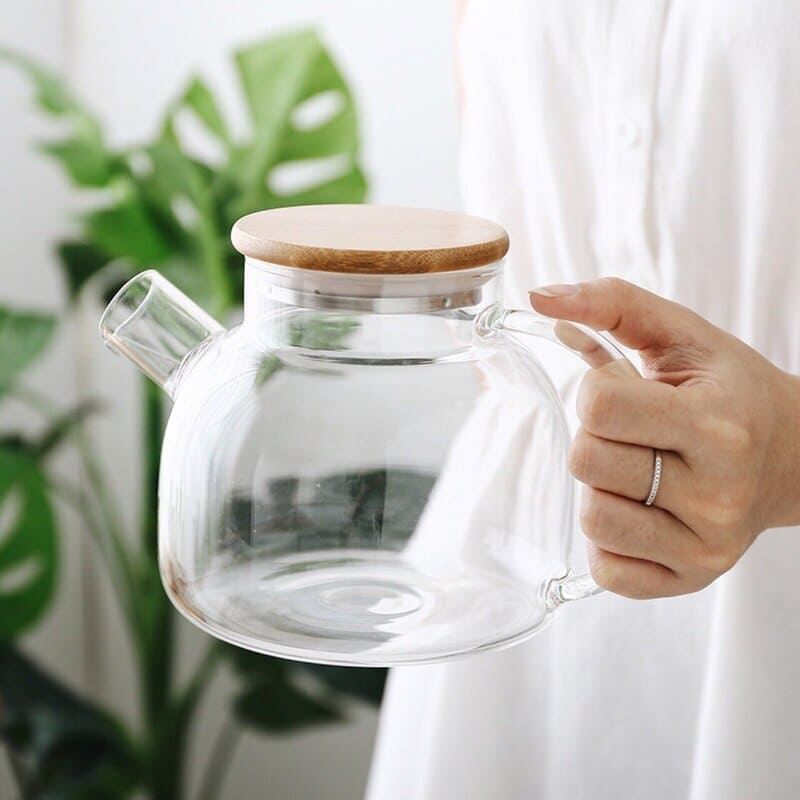 Borosilicate Glass Kettle with Bamboo Lid