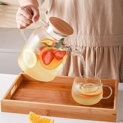 Borosilicate Glass Kettle with Bamboo Lid