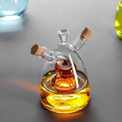 2-in-1 Glass Oil and Vinegar Holder with Cork Stopper