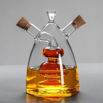 2-in-1 Glass Oil and Vinegar Holder with Cork Stopper