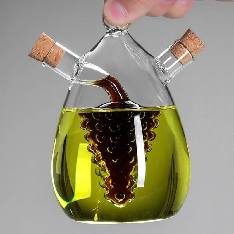 2-in-1 Glass Oil and Vinegar Holder with Cork Stopper