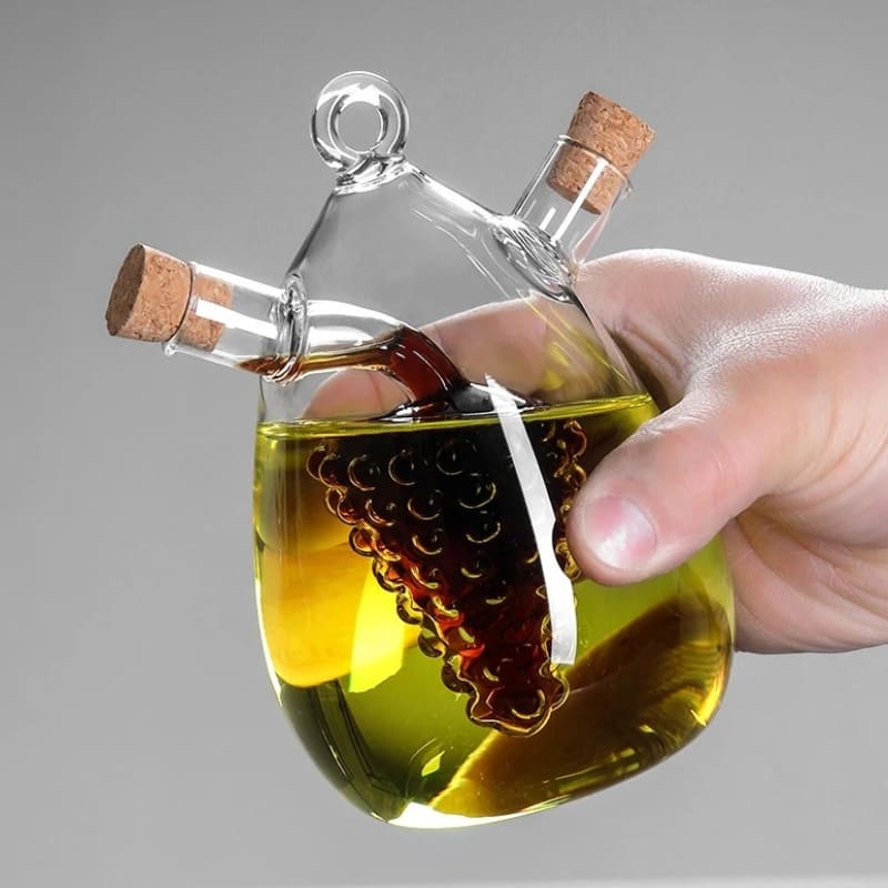 2-in-1 Glass Oil and Vinegar Holder with Cork Stopper