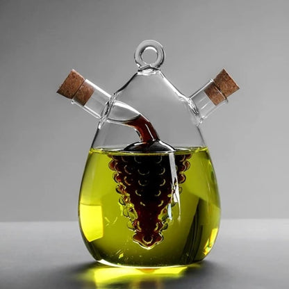 2-in-1 Glass Oil and Vinegar Holder with Cork Stopper