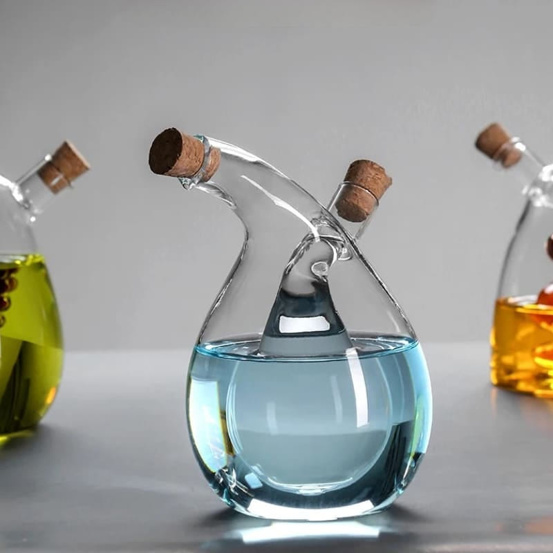 2-in-1 Glass Oil and Vinegar Holder with Cork Stopper